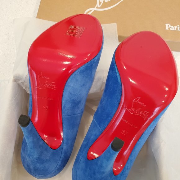 RON RON 100 VEAU VELOURS BLEU SAPHIR CHRISTIAN LOUBOUTIN - Picture 5 of 8